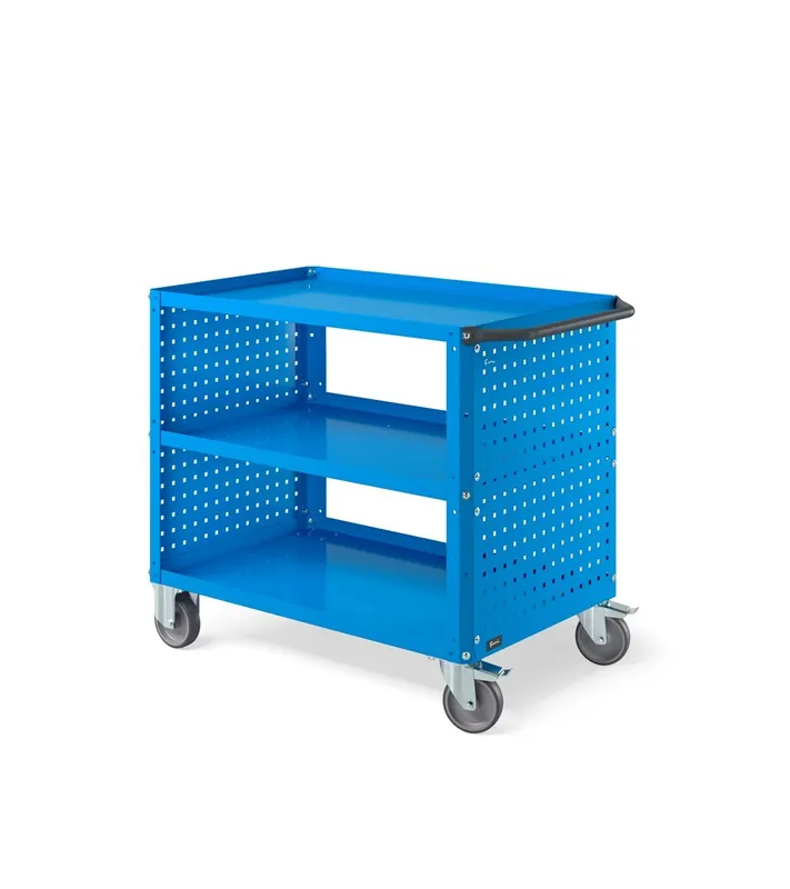 Vendita Finale Carrello a tre ripiani Clever Large Fami piano in acciaio, portata 300kg + 2 pannelli forati