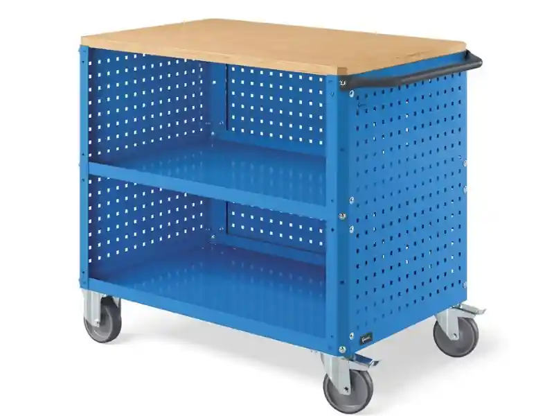 Direttamente Dal Produttore Carrello a tre ripiani Clever Large Fami piano in legno, portata 300kg + 3 pannelli forati