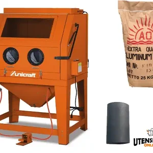 Vendita Finale Sabbiatrice Unicraft SSK 4 con sacco 25 Kg sabbia corindone bruno