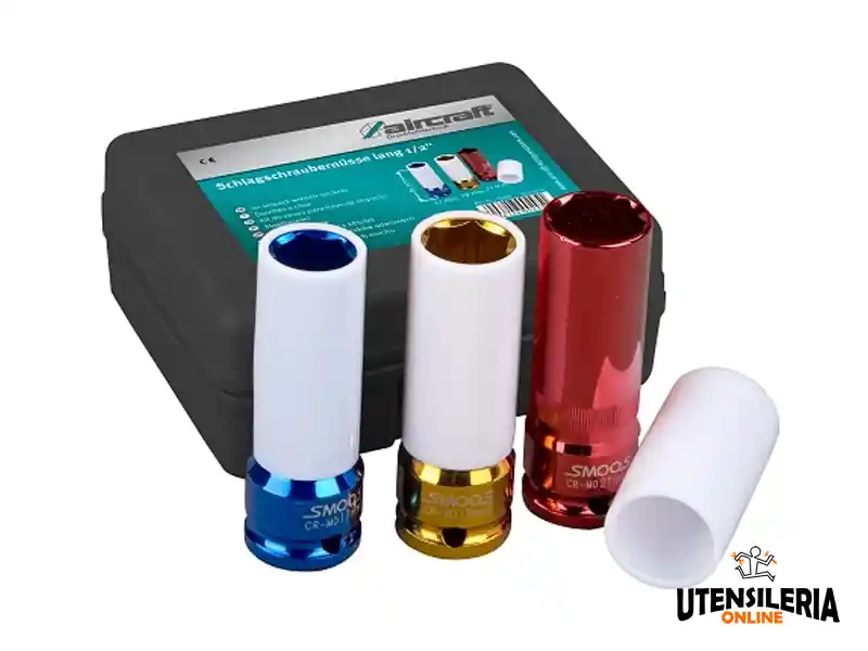 Set 3 bussole teflonate Aircraft 1/2" per cerchi in lega tipo lungo, 17-21 mm Spedizione Espresso