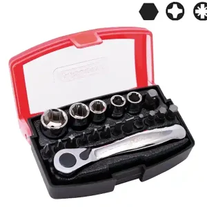 Popolare Set 19 bussole e inserti Kravm con cricchetto, attacco 1/4"