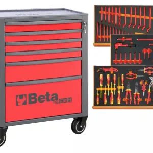 Cassettiera Beta RSC24 con 6 cassetti e 81 utensili per manutenzione auto ibride e elettriche+cuffie Reso Gratuito