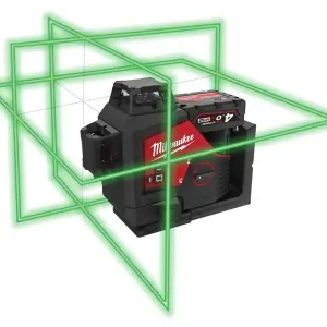 Livella laser Milwaukee M12 3PL-401C a 3 linee 360 gradi raggio verde Sconto