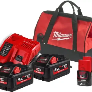 Miglior Prezzo Energy Pack Milwaukee 2 batterie M18 5.5Ah +caricabatterie+batteria M12+borsa OMAGGIO