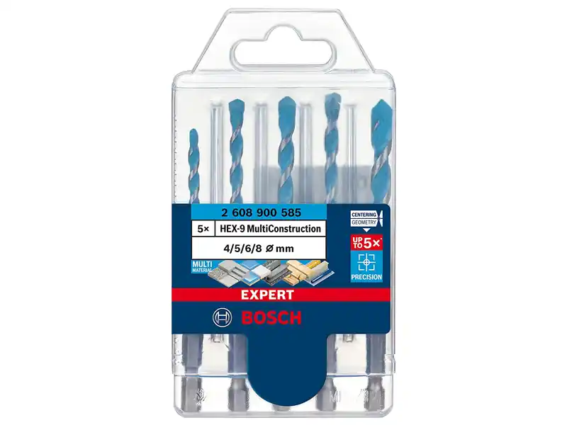 Sconto Set 5 punte foratura Bosch HEX-9 Expert MultiConstruction per calcestruzzo, 4-8mm