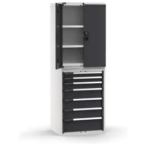 Armadio ante battenti Fami Master 7 cassetti e 3 piani regolabili bicolore, 714x573x2000mm Offerta Limitata
