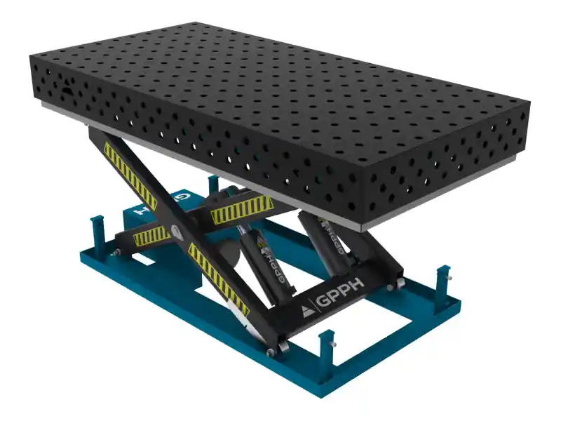 Reso Gratuito Banco per saldatura SteelMax idraulico GPPH 2x1mt spessore 15mm, fori 28mm