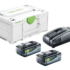 Set di ricarica Festool SYS 18V con 2 batterie BP18 da 8,0 Ah e carica batterie SCA 16 Prezzo Ridotto
