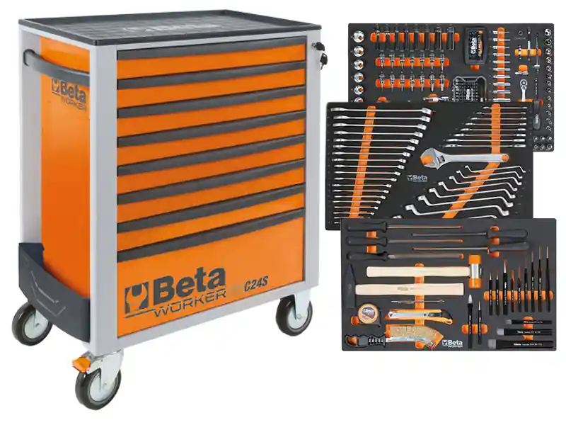 Cassettiera mobile Beta Worker BW 2400S 8/I-L con 8 cassetti e 394 utensili inclusi + Cuffie Non Perdere