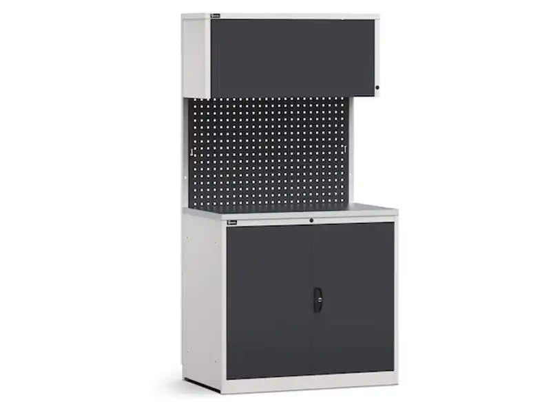 Occasione Arredo modulare Fami GARAGE016 con armadio ad anta e piano acciaio, 1020m