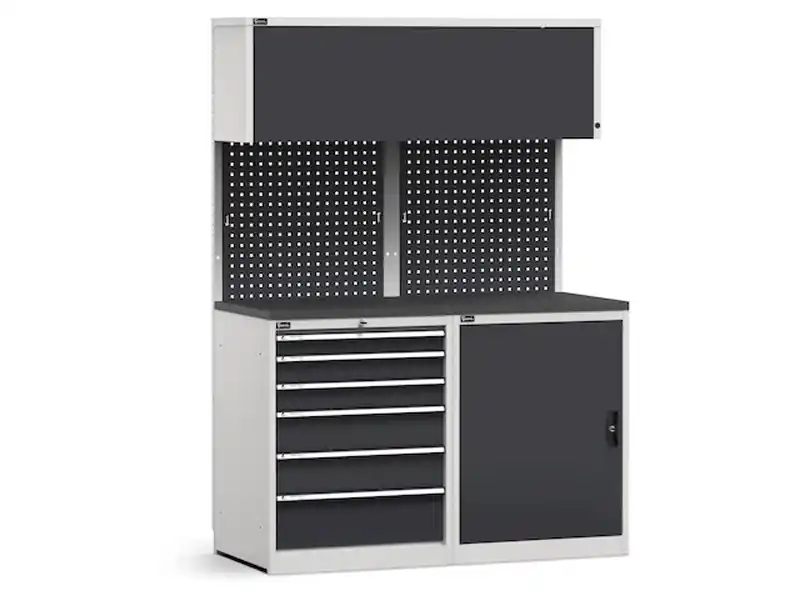 Arredo modulare Fami GARAGE025 con armadio, cassettiera e piano gommato, 1428mm Spedito Oggi