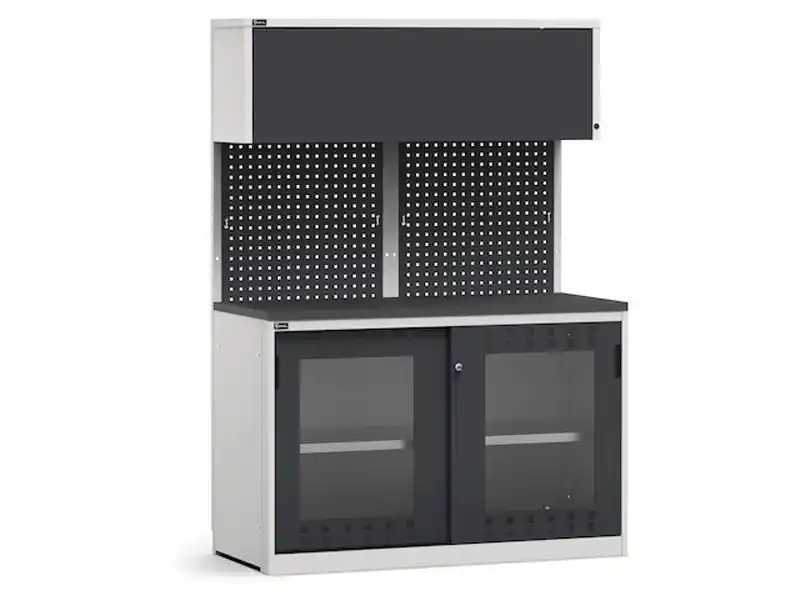 Arredo modulare Fami GARAGE033 piano gommato con armadio ante policarbonato, 1428mm Must-Have