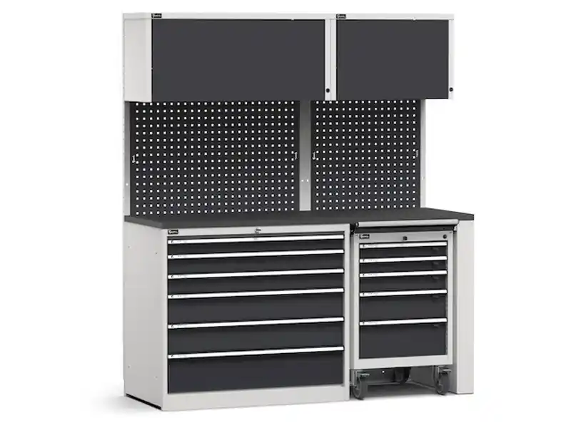 Arredo modulare Fami GARAGE037 piano gommato con cassettiera e carrello, 1734mm Esclusivo