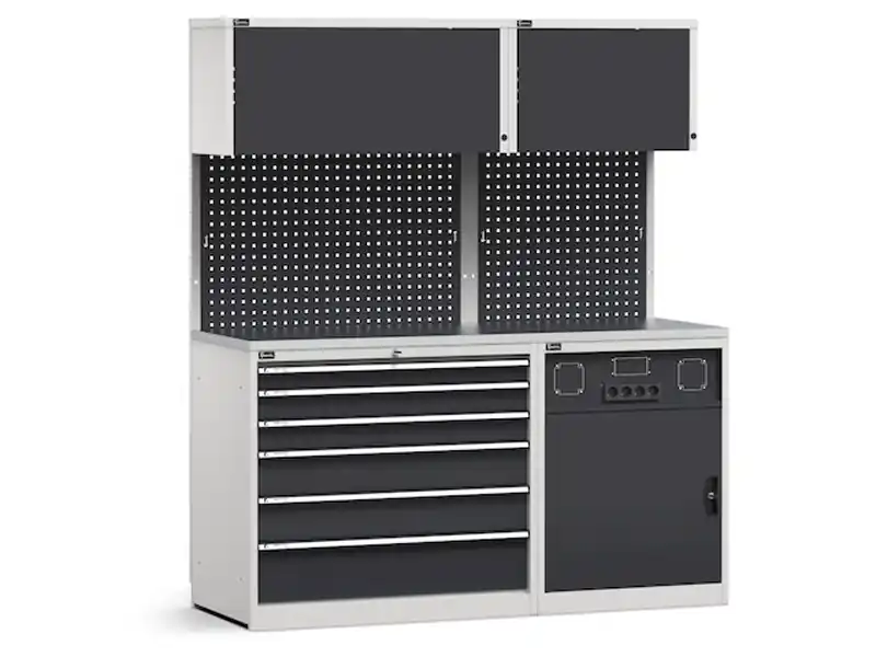 Arredo modulare Fami GARAGE045 piano acciaio, cassettiera e armadio tecnico, 1734mm Economico