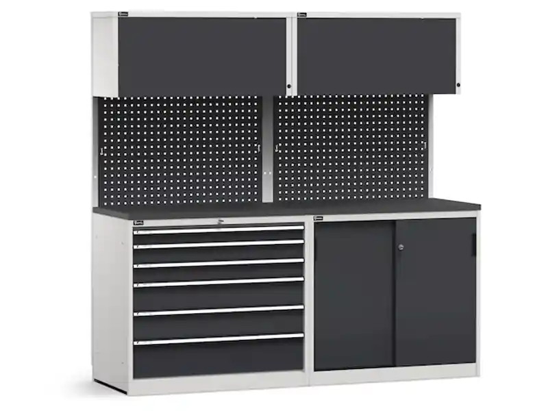 Arredo modulare Fami GARAGE052 piano gommato, cassettiera e armadio ante scorrevoli, 2040mm Offerta Lampo