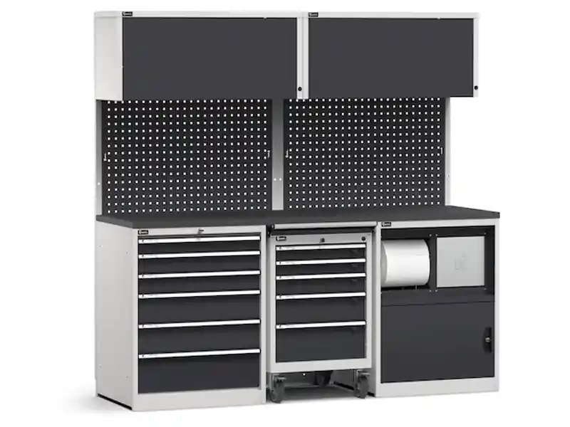 Arredo modulare Fami GARAGE050 piano gommato, cassettiera, carrello e vano rifiuti, 2040mm Acquista Ora