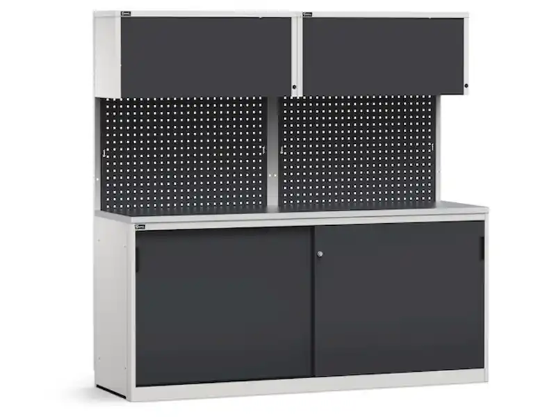 Arredo modulare Fami GARAGE053 piano acciaio e armadio con ante scorrevoli, 2040mm Spedizione Espresso