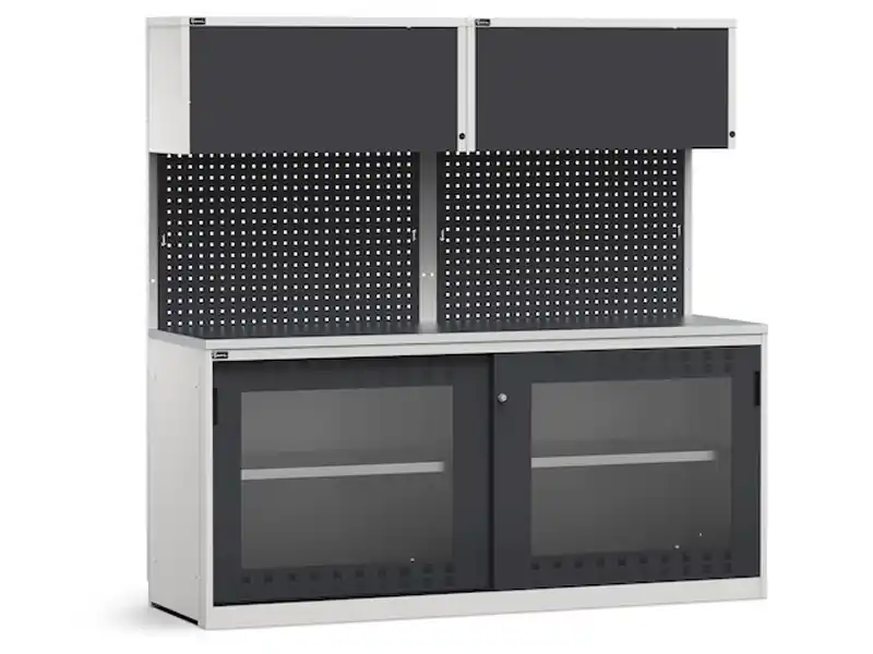 Arredo modulare Fami GARAGE055 piano acciaio e armadio ante policarbonato, 2040mm Prezzo Conveniente