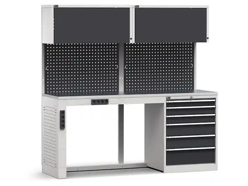 Occasione Arredo modulare Fami GARAGE061 banco lavoro con cassettiera e piano acciaio, 2040mm