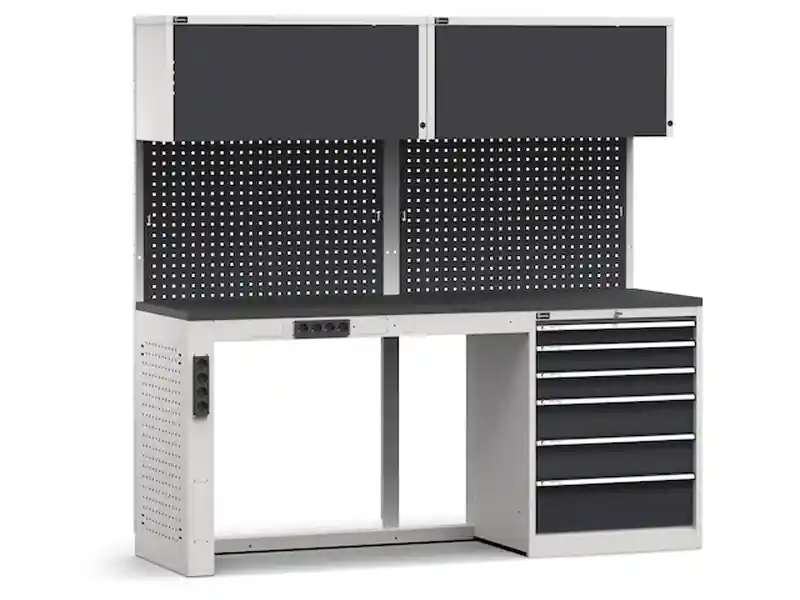 Soddisfatti O Rimborsati Arredo modulare Fami GARAGE062 banco lavoro con cassettiera e piano gommato, 2040mm