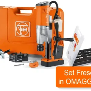 Esclusivo Trapano magnetico Fein KBU 35 MQW con punta a corona per metallo, 1100W + Set frese in OMAGGIO
