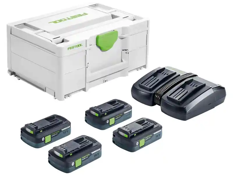 Set di ricarica Festool SYS 18V con 4 batterie BP18 da 4,0 Ah e carica batterie TCL 6 DUO Sconto