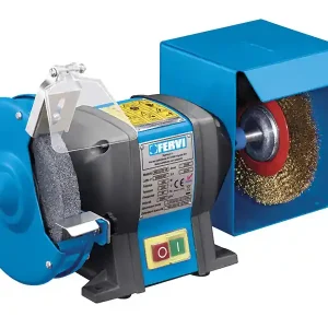 Promozione Esclusiva Smerigliatrice da banco combinata Fervi 0510 con mola e spazzola metallica 230V 0,35kW