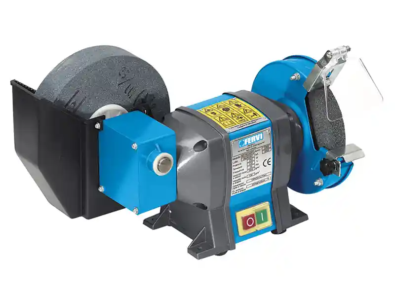 Prezzo Basso Smerigliatrice combinata da banco Fervi 0503 230V 0,35kW con mola a secco e acqua