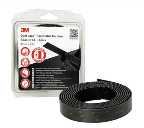 Nastro 3M™ Dual Lock™richiudibile SJ355B, Nero, 25 mm x 2.5 m Blister Solo Oggi