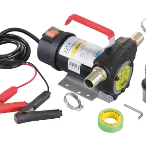 Spedizione Espresso Pompa elettrica a batteria 12V Fervi 0755 per travaso gasolio e oli minerali, 40 l/min