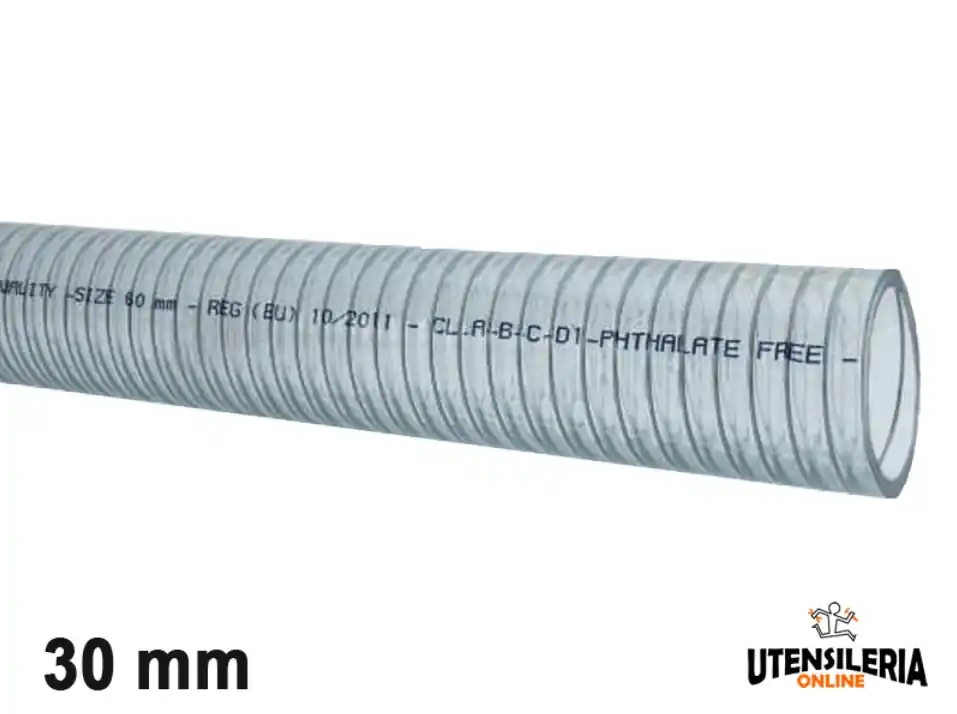 Tubo in pvc alimentare con spirale ALIMPOMP/TOTAL PU OIL 30mm (60mt) Di Tendenza