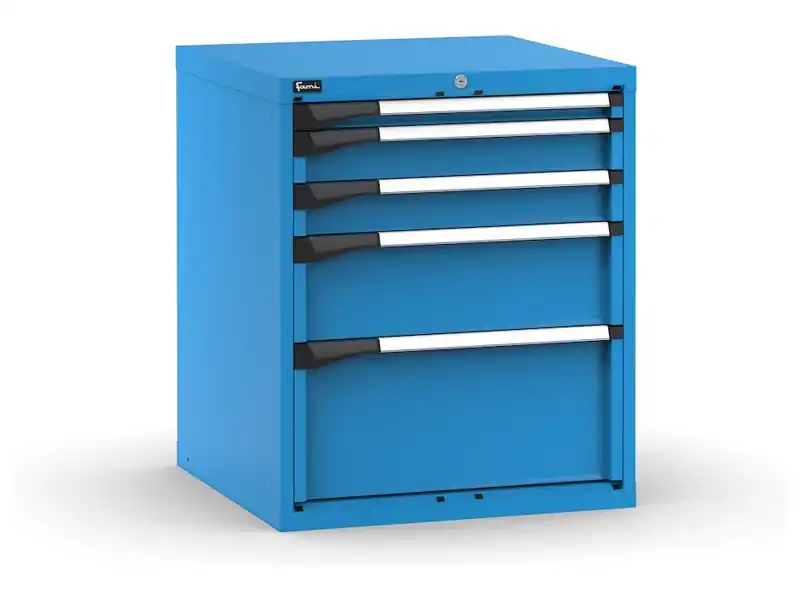 Must-Have Cassettiera Fami Master blu a 5 cassetti ad estrazione totale 714x726x850mm