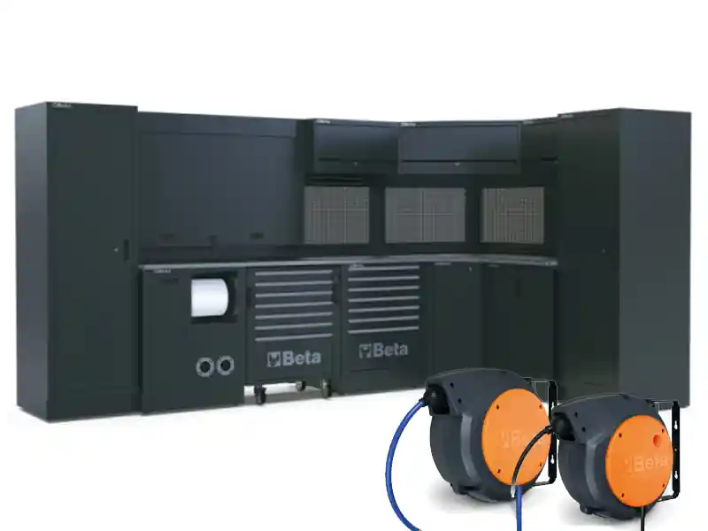 Vendita Finale Arredo modulare per officina Beta RSC50 2.0 L 3864x2374x2000 mm con avvolgitubo e avvolgicavo