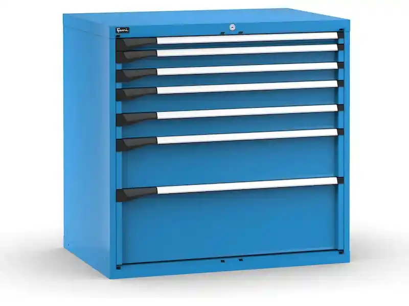 Cassettiera Fami Master blu a 7 cassetti ad estrazione totale 1020x726x1000mm Offerta Limitata