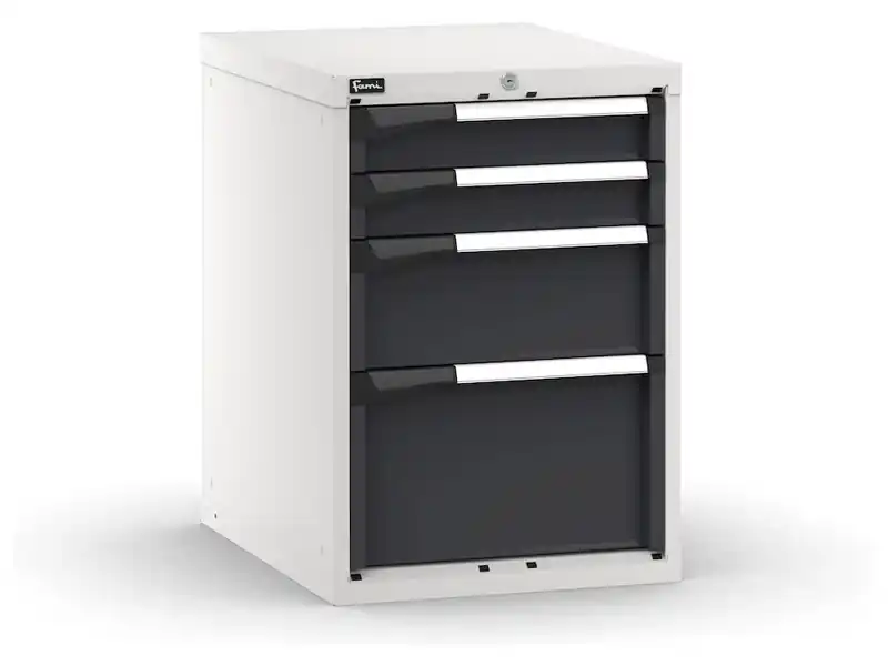 Cassettiera da banco Fami Master bicolore con 4 cassetti regolabili 561x726x800mm Spedizione Espresso