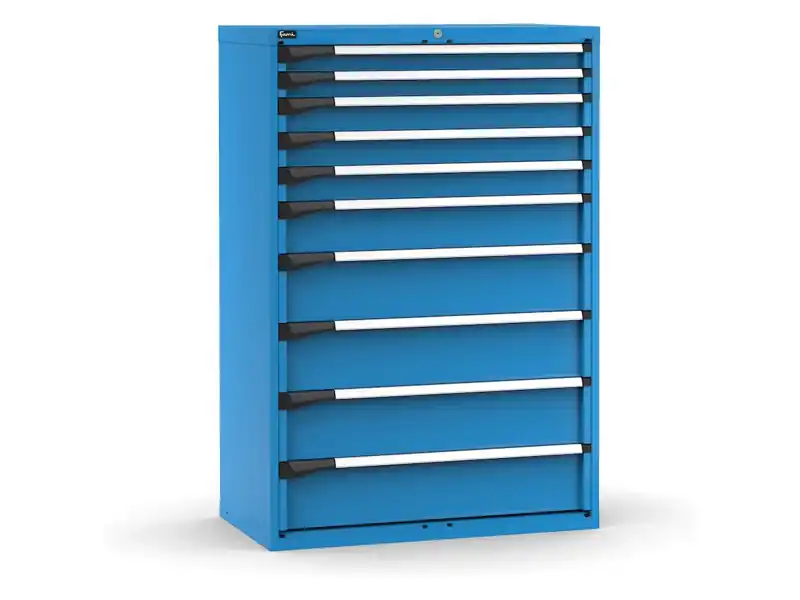 Cassettiera Fami Master blu a 10 cassetti ad estrazione totale 1020x573x1500mm Occasione Imperdibile