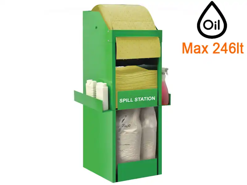 Stazione stoccaggio Carvel Spill Station 500x500x1500mm con materiale assorbente chimici, 246lt Offerta Speciale