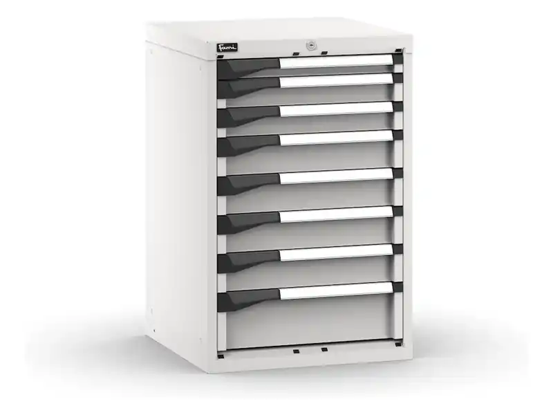 Cassettiera da banco Fami Master grigio a 8 cassetti ad estrazione regolabile 561x573x850mm Nuovo Arrivo