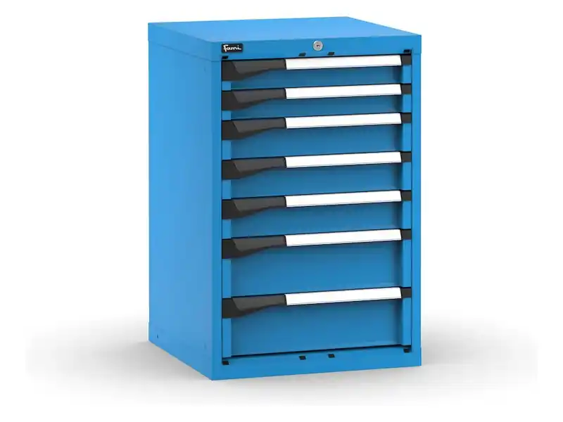 Cassettiera da banco Fami Master blu a 7 cassetti ad estrazione regolabile 561x573x850mm Bestseller