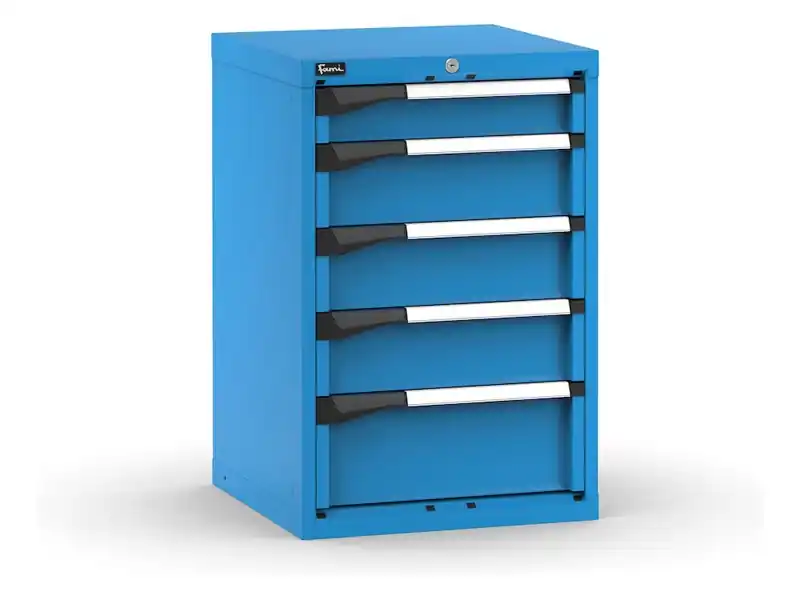 Cassettiera da banco Fami Master blu a 5 cassetti ad estrazione regolabile 561x573x850mm Miglior Prezzo