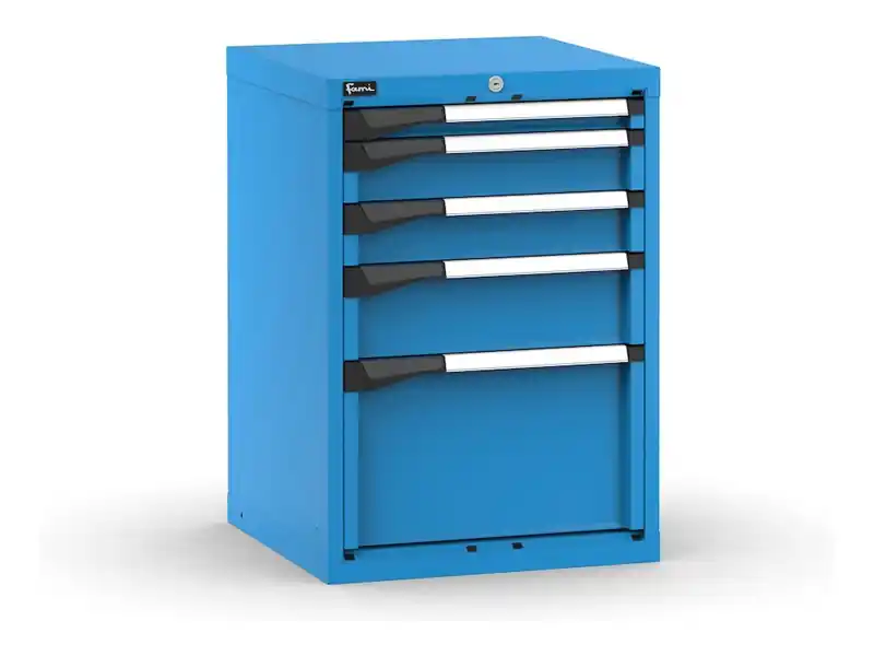 Promo Stagionale Cassettiera da banco Fami Master blu a 5 cassetti ad estrazione regolabile 561x573x800mm