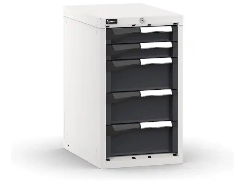 Cassettiera da banco Fami Master bicolore a 5 cassetti ad estrazione regolabile 408x573x700mm Prezzo Di Fabbrica