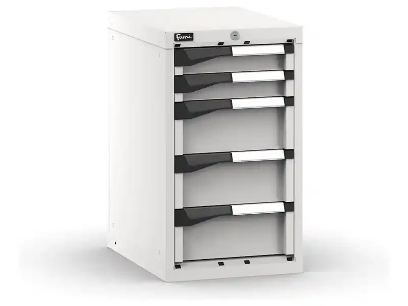 Reso Gratuito Cassettiera da banco Fami Master grigio a 5 cassetti ad estrazione regolabile 408x573x700mm