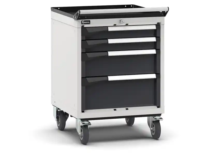 Carrello portautensili Fami Master con 4 cassetti ad estrazione regolabile bicolore, 561x573x822mm Quantità Limitata
