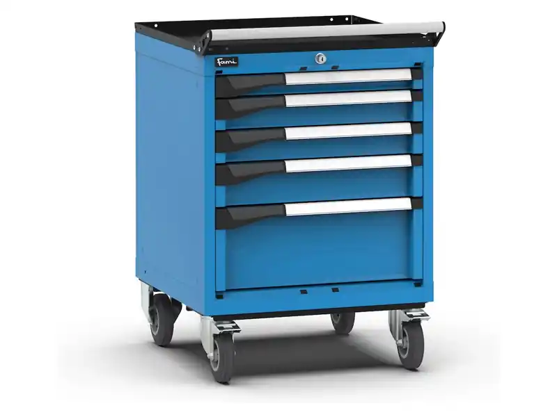 Carrello portautensili Fami Master con 5 cassetti ad estrazione regolabile blu, 561x573x822mm Esclusivo