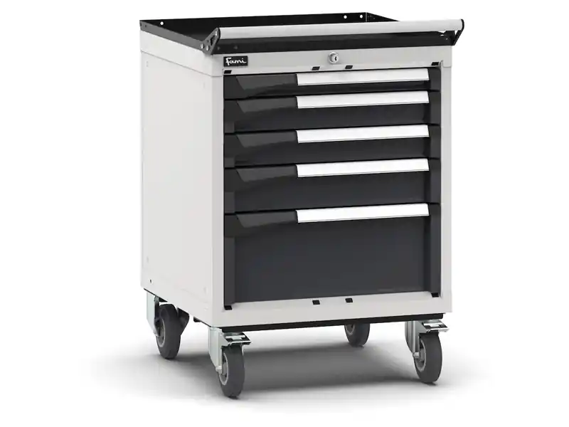Carrello portautensili Fami Master con 5 cassetti ad estrazione regolabile bicolore, 561x573x822mm Must-Have
