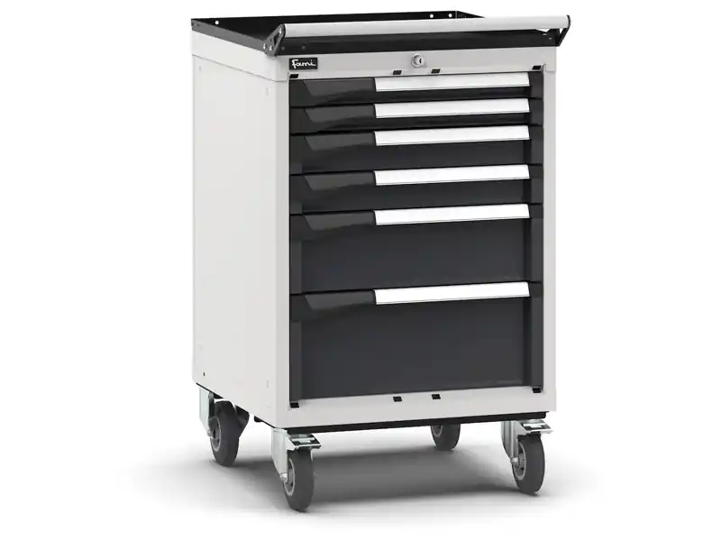 Carrello portautensili Fami Master con 6 cassetti ad estrazione regolabile bicolore, 561x573x922mm Scelto Dai Clienti