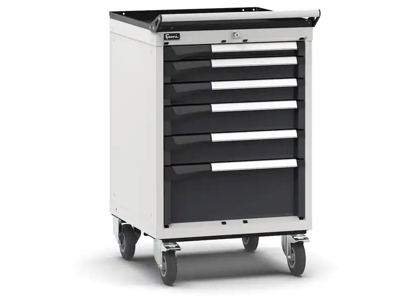 Carrello portautensili Fami Master con 6 cassetti per materiali voluminosi bicolore, 561x573x922mm Ultima Occasione