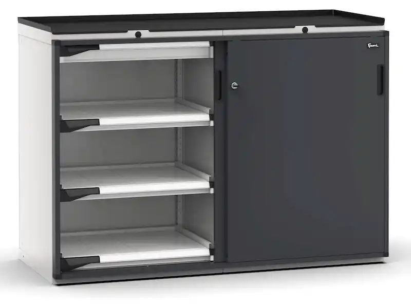 Armadio ante scorrevoli Fami Master 2 cassetti e 6 piani estraibili bicolore, 1428x573x1022mm Nuovo Arrivo