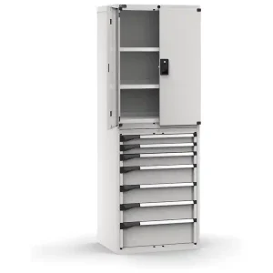 Armadio ante battenti Fami Master 7 cassetti e 3 piani regolabili grigio, 714x573x2000mm Scelto Dai Clienti
